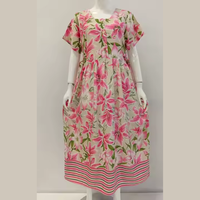Camisón Casual Midi de Manga Corta para Mujer, Suave, 100% Poliéster, con Cuello Cuadrado, por Chrysanta