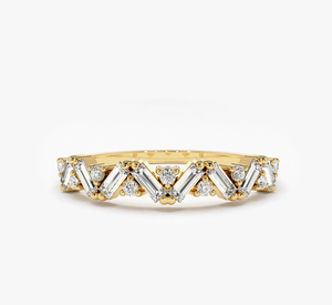 14K Gold Vintage Pav Lab Grown <b>Diamond</b> Bridal Wedding <b>Ring</b> - Product Image 1