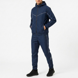 Unisex Plus Size Hooded Tracksuit Full <b>Zip</b> Sporty Design Windproof Solid Color Summer Wear Regular Fit Side Pockets Reversible - Product Image 3