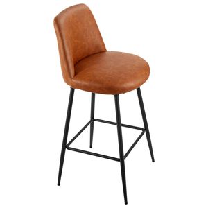 Set of 3 Modern PU <b>Leather</b> Counter Barstools 27-Inch Height Swivel <b>Stools</b> with Metal Legs and Armrests - Product Image 2