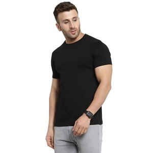 Venta al por mayor camiseta en blanco para hombres logotipo personalizado hombres 95% algodón 5% Elastano liso Slim Fit gimnasio Camiseta de manga corta pedido al por mayor - Product Image 5