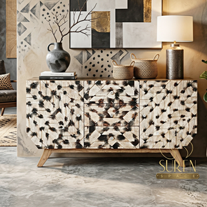 Meuble console artisanal de style indien, design moderne, pour hôtels design, salon, en bois écologique. - Product Image 1