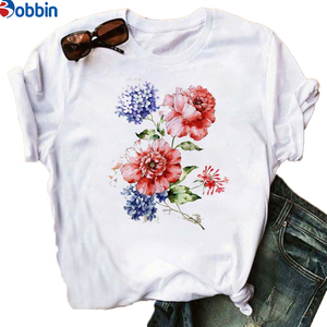 Camiseta Blanca Personalizada con Logotipo para Mujer, Camiseta Sexy de Verano, Camiseta con Estampado Floral para el Día de San Valentín, Estilo para Chicas, Talla Grande - Product Image 2