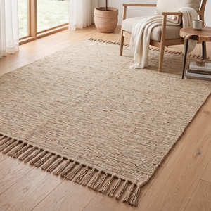 Tapis d'intérieur en coton recyclé à rayures multiples 8' x 10' pour salon, style rustique, ferme, scandinave et contemporain - Product Image 5