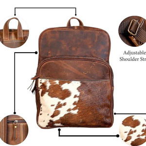 Export Quality Cowhide Leather Hair <b>Backpacks</b> Wholesale OEM Supplier Custom Logo Premium Lightweight Sports Outdoor 30-<b>40L</b> - Product Image 4