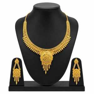 Wholesale 14K 18K 24K Dye Gold Filled Short Fashion Necklaces, Traditional Design Jewelry Set, Brass Dye Gold Dubai Jewelry Set. - Product Image 1