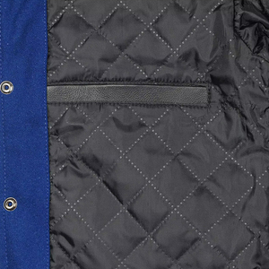 <b>Mens</b> Blue Varsity Jacket with Red Sleeves Classic Letterman Baseball Style Coat - Product Image 4