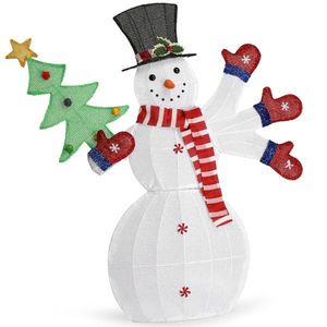 Pre-Lit 2D Snowman Waving Hands 170 LED Warm White Lights Christmas Yard Decorations Lighted Outdoor Inflatable Holiday Decor - Product Image 4