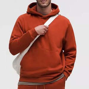 Sudadera con Capucha Naranja para Hombre, Corte Regular, Color Sólido, Informal, con Bolsillo Delantero, Tejido de Algodón, para Otoño - Product Image 1