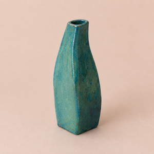 Vase de table en grès artisanal, moderne, minimaliste, émaillé bleu-vert, écologique et durable - Product Image 3