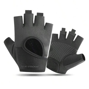 <b>Half</b> Finger Fitness Gloves Black Non <b>Slip</b> Grip Gym Weight Lifting Spandex Unisex - Product Image 1