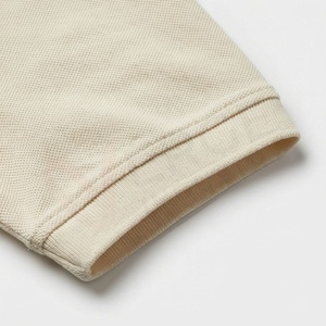Chemise décontractée pour homme en piqué 100 % polyester bleu marine à manches courtes, respirante, infroissable, coupe classique, design tricoté uni - Product Image 6