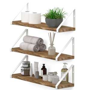 Set 2 Scalloped Wood Floating Wall <b>Shelves</b> <b>Adjustable</b> Non-folding Modern Carved Edge Storage Display Ledge Rack Living Room - Product Image 5