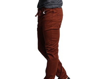 Men's Brown Elastic Waist Drawstring <b>Pants</b> With Side Pockets Casual Midweight Cotton Autumn Wear - Product Image 4