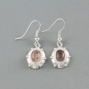Artistry Design 925 Sterling Silver Dangle Earring Natural Rose Quartz Drop Earrings Custom Wholesale Jewelry Manufacturer - Product Image 2