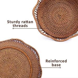 Hermosa frutera de ratán con borde ondulado y elegante, exhibe frutas con una presentación refinada. - Product Image 5