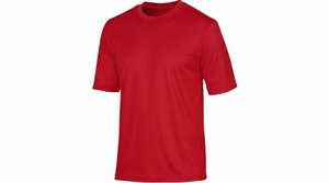 Camiseta de Cuello Redondo de Manga Corta para Hombre, Color Rojo Sólido, Corte Regular, para Todas las Temporadas, 100% Poliéster, Secado Rápido, Tinte Liso - Product Image 3