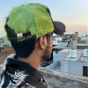 Gorra de béisbol de piel auténtica verde y negra para hombre, ajustable, de cinco paneles, informal, para adultos. - Product Image 3