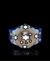 Montre chronographe de luxe pour homme, bracelet en silicone bleu, boîtier en acier inoxydable, mouvement mécanique, cadran en cristal saphir, 24 mm, analogique