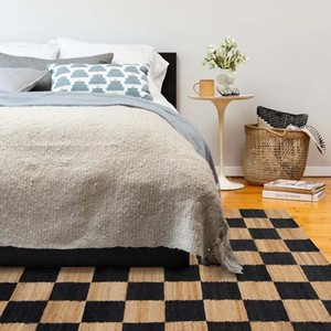 Natural Black Checkered Handwoven Jute Area Rug Rustic Farmhouse Indoor Carpet Eco Friendly Living Room Bedroom Decor - Product Image 2