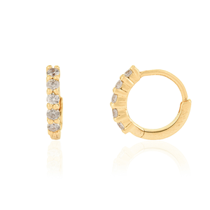 Impresionantes Pendientes de Aro Pequeños Minimalistas y Delicados de Oro Amarillo Sólido de 18K con Diamantes Redondos de Corte Brillante 100% Naturales para Uso Diario - Product Image 3