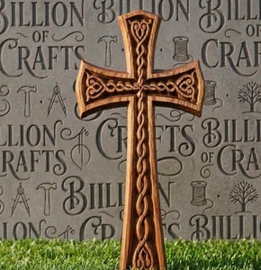 Croix en bois artisanale, fabrication directe d'usine Billion Crafts, décoration religieuse chrétienne, modèle BOC-CRS-001, motif floral traditionnel - Product Image 4