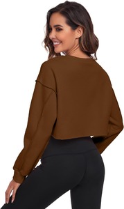 Sudadera corta tipo pullover para mujer, suave, cómoda, de manga larga, ligera, informal, para uso diario, estilo urbano - Product Image 3