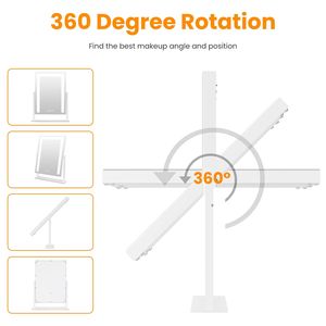 Specchio LED per Trucco con Controllo Touch Intelligente, Rotazione a 360°, Ingrandimento 10X, 3 Colori di Illuminazione, Luminosità Regolabile - Product Image 6