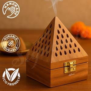 Soporte de Incienso Sambrani de Madera Hecho a Mano, Porta Incienso Tradicional Dhup Dani y Doopam para Decoración de Sala de Pooja - Product Image 4