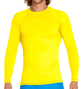 เสื้อแรชการ์ด OEM แบบสั่งทำพิเศษสำหรับผู้ชาย เสื้อคอมเพรสชั่นผ้ายืดพิมพ์ลายสีชมพู ดำ เหลือง เขียว สำหรับเล่นเซิร์ฟ - Product Image 1