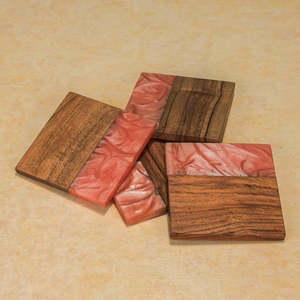 Modern Round Wood <b>Coaster</b> <b>Set</b> Black White Zigzag Pattern Non-Slip Mats & Pads - Product Image 6