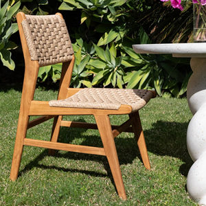 Silla de Comedor Moderna y Resistente de Madera Maciza para Restaurante con Respaldo de Cuerda Tejida, Muebles Ecológicos para Apartamentos y Comercios - Ina - Product Image 1