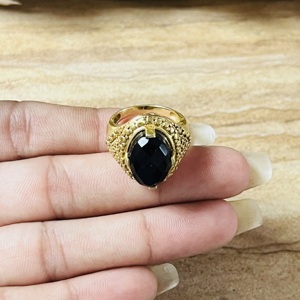 High Demand Vintage <b>Chunky</b> <b>Ring</b> Black Onyx Gold Plated Brass <b>Ring</b> Statement Handmade Boho Jewelry Wholesale <b>Ring</b> for Women - Product Image 2