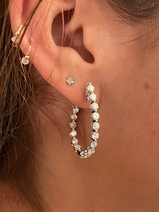 ต่างหูห่วงเพชรทรงกลมเจียระไนแบบบริลเลียนท์ชุบทอง 18k จาก AssayJewelers ของแท้รับรองโดย IGI เครื่องประดับสำหรับผู้หญิงสไตล์วินเทจ - Product Image 3