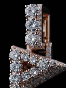 Rapper Design 925 Sterling <b>Silver</b> Rose Gold Plated Hip Hop Rappers Jewelry Bezel Setting VVS Moissanite <b>Initial</b> Letter Name - Product Image 5