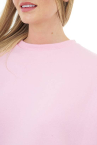 เสื้อสเวตเตอร์ถักคอกลมสีชมพูสำหรับผู้หญิงแขนยาวสีทึบสวมใส่ในฤดูใบไม้ร่วง - Product Image 5