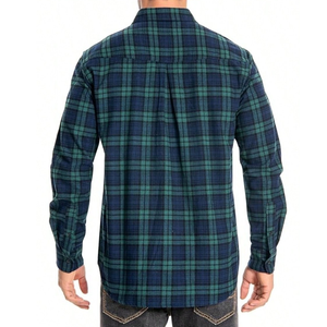 Chemise à manches longues en flanelle à carreaux pour homme, col rabattu, décontractée, pour l'extérieur, 100% coton brossé - Product Image 2