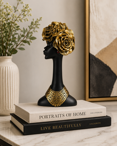 Escultura Artesanal de Poliresina de Dama Africana Alta con Tocado Floral, Figura Moderna para Decoración de Mesa del Hogar, Ideal para Regalo de Inauguración - Product Image 6