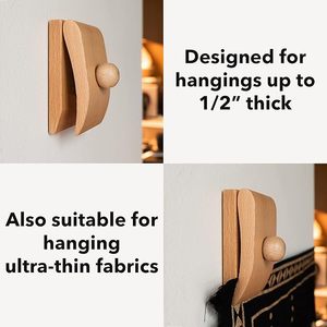 Set of 4 <b>Quilt</b> Hangers for Wall Display Wooden Fabric Blanket Tapestry Hanging Clips for Home Decor - Product Image 5