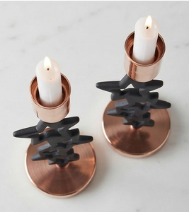 Porte-bougie en fer noir torsadé en forme de zigue-zag, style éclair, pour décoration intérieure - Product Image 1