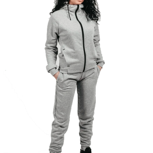 Custom <b>Women's</b> Winter <b>Grey</b> Leopard Print <b>Tracksuit</b> Set Premium Cotton Fleece Zip Hoodie Jogger Pants Casual Sportswear Fitness - Product Image 1