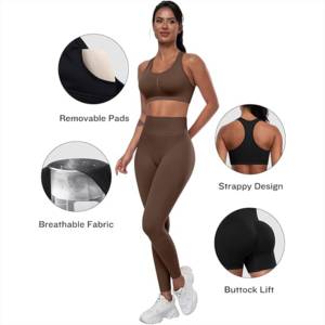 Ensemble de sport pour femme, taille haute, tissu de haute qualité, 3 pièces, vêtements de yoga respirants, ensemble de sport long pour femme - Product Image 5