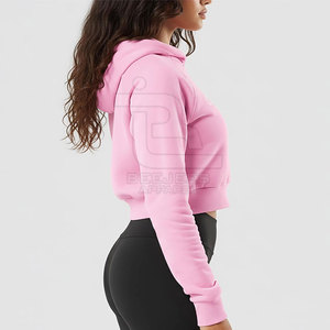 Dernier style de sweat-shirts courts pour femmes de couleur unie, vente en gros de sweat-shirts courts pour femmes personnalisés - Product Image 6