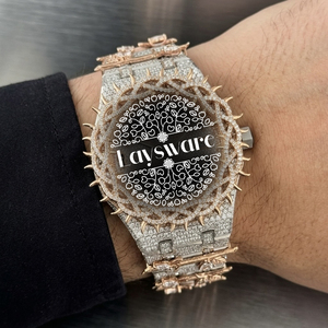 Rose Gold Thorn Moissanite Antique Luxury Mechanical <b>Watch</b> for Men Women Iced <b>Arabic</b> Dial Stainless Steel Elegant Timepiece - Product Image 4