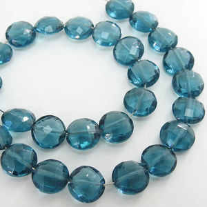 Perles de tourmaline bleue en quartz facetté, forme de pièce de monnaie, 8 pouces de long, 8 mm environ, pour la création de bijoux - Product Image 5