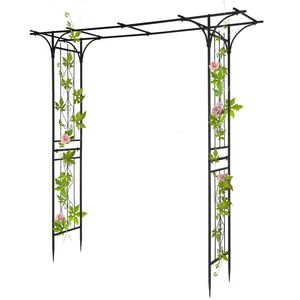 Arco da Giardino Nero in Tubo di Ferro da 16mm con Parte Superiore Piatta, Dimensioni 206*41*216cm, Recinzione, Traliccio e Cancelli - Product Image 1