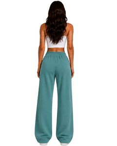 Manufacturer Customized Women Teal Blue Wide Leg Sweatpants High Waist Loose Fit Lounge <b>Jogger</b> Pants Casual Daily Wear - Product Image 1