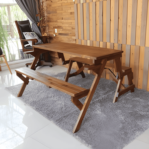 Commercial Grade Teak Wood Garden Picnic <b>Table</b> <b>Bench</b> Set Weather Resistant 4 Person <b>Outdoor</b> Furniture for Villa & Hospital Use - Product Image 5