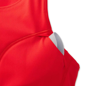 Women’s Red Sports Bra – Seamless <b>V</b>-Neck Racerback Workout Top for Yoga, Gym, Running, Breathable Stretch Activewear - Product Image 3
