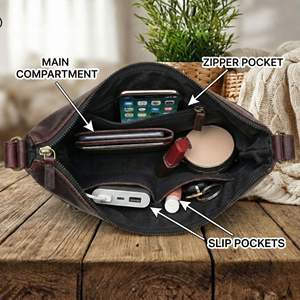 Bolso bandolera de cuero genuino marrón para mujer |   Bolso de Hombro Pequeño Tipo Media Luna para Viajes y Uso Diario - Product Image 3